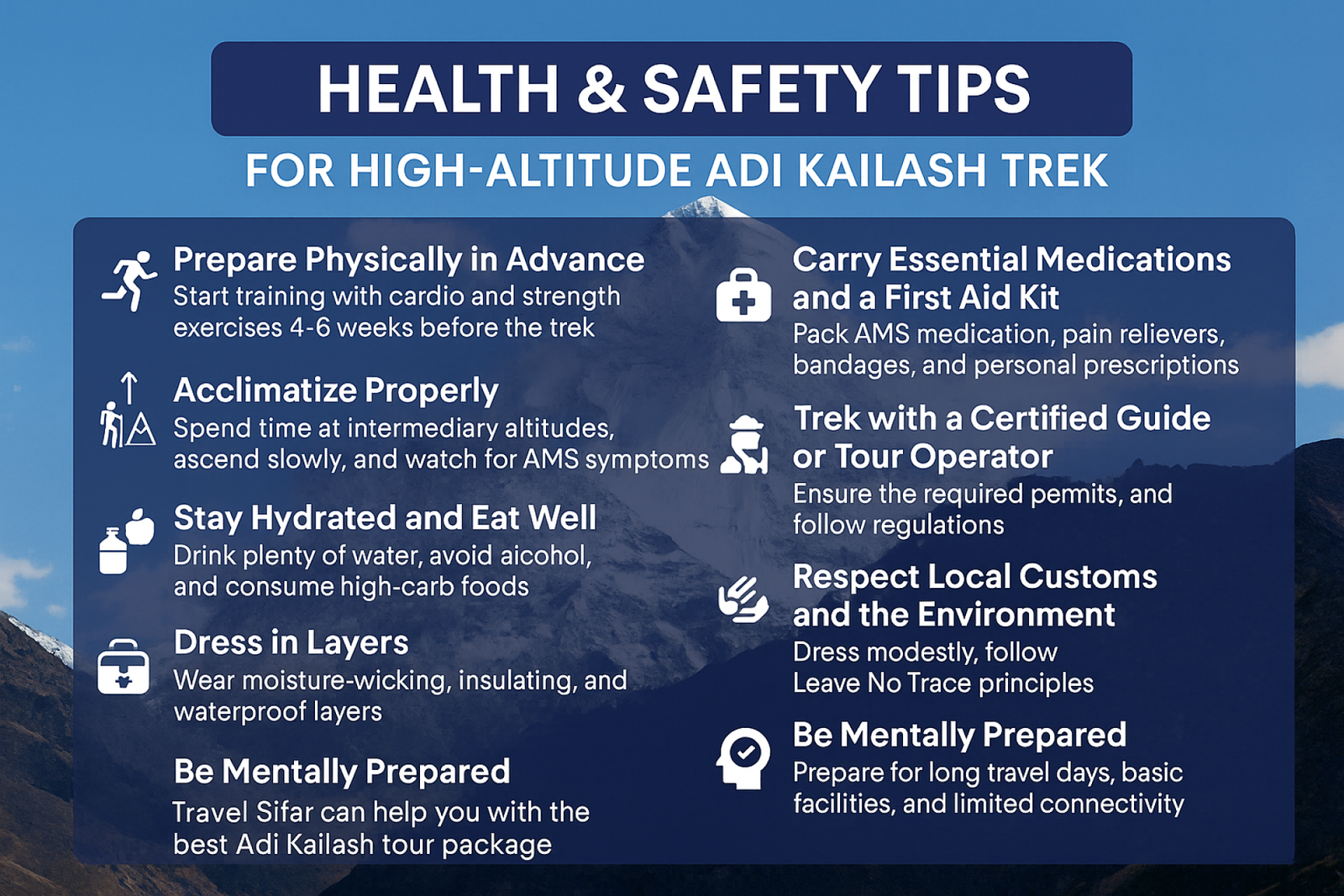 health & sefity tips for adi kailash trek